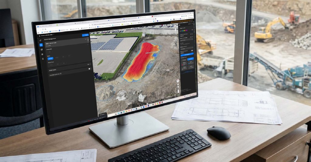 Izračun volumna kupa materiala v programski opremi po meritvi z dronom DJI Matrice 4E